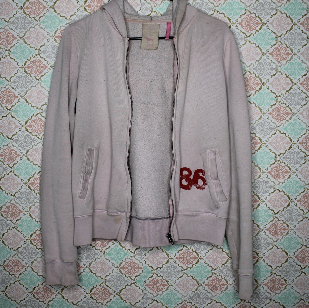 Victoria Secret Powder Pink 86' Cropped Hoodie